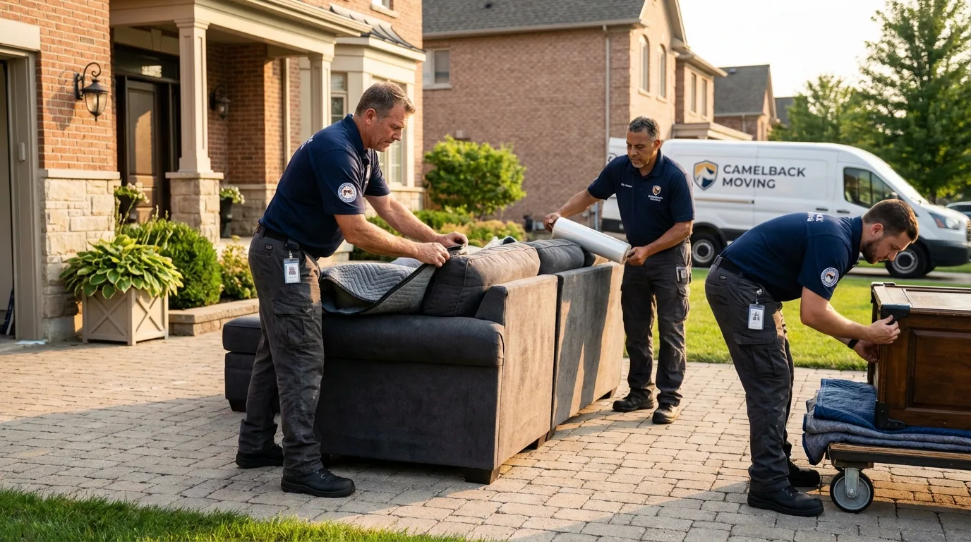 Large estate moving crew wrapping furniture in Stanley, NC